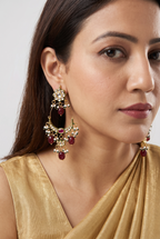 Ruby Pearl Kundan Chandbali Earrings