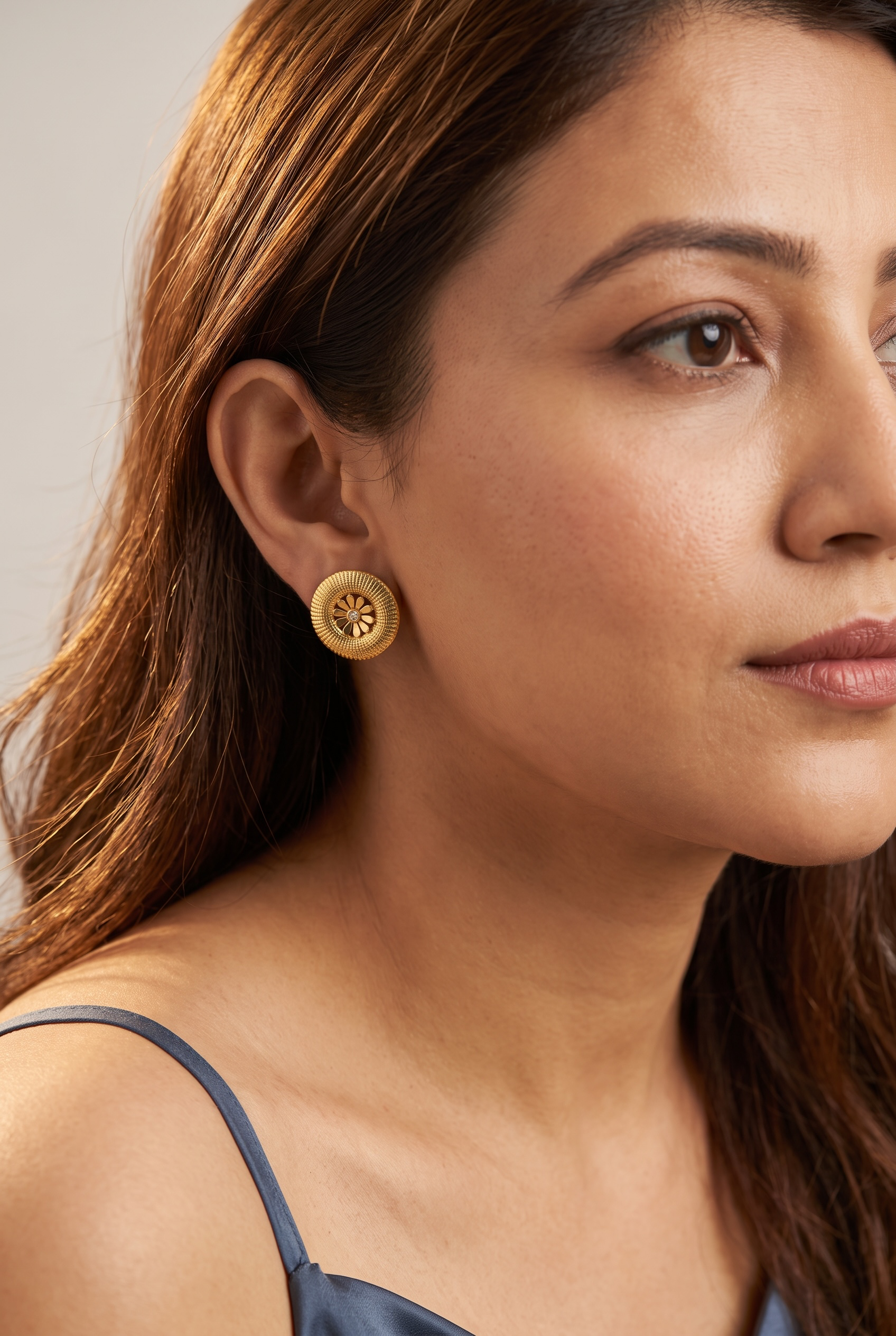 Gold Floral Stud Earrings | Anti-tarnish