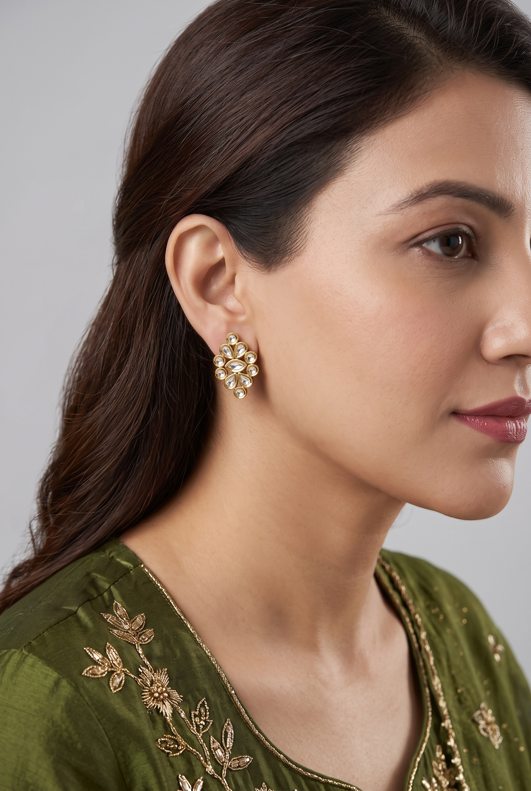 Kundan Floral Stud Earrings