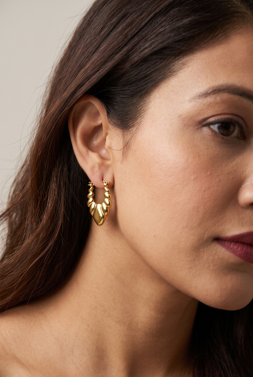 Gold Sculpted Hoop Earrings | Anti-tarnish