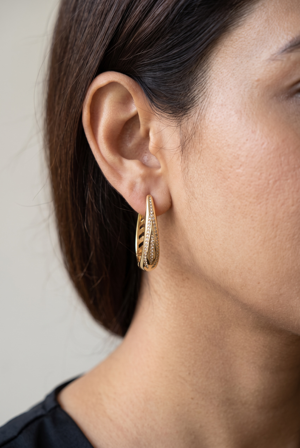 Gold Crystal Hoop Earrings | Anti-tarnish