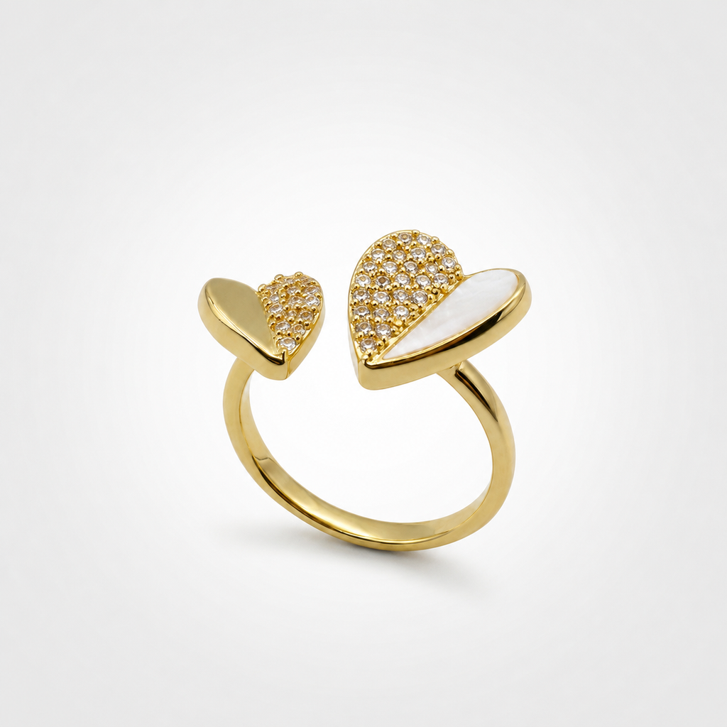Luna Pearl Open Heart Ring |  Anti-Tarnish