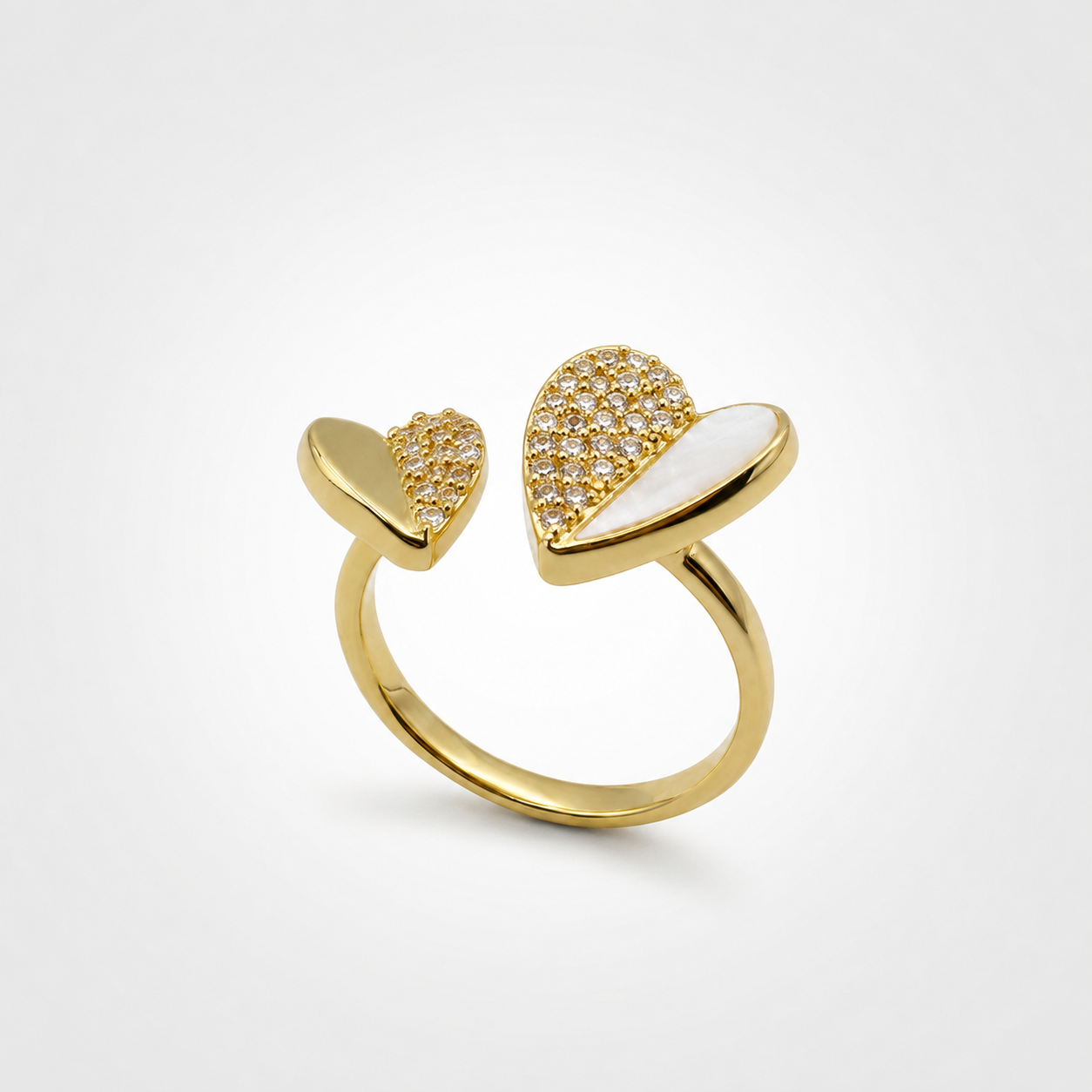 Luna Pearl Open Heart Ring |  Anti-Tarnish
