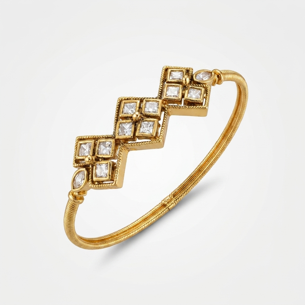Gold Kundan Geometric Bracelet
