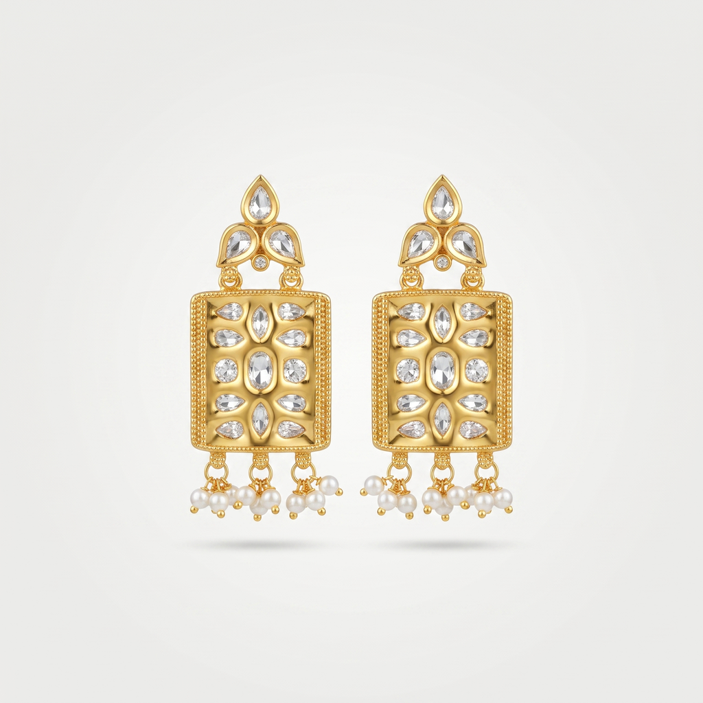 Rajsi Frame Kundan Earrings