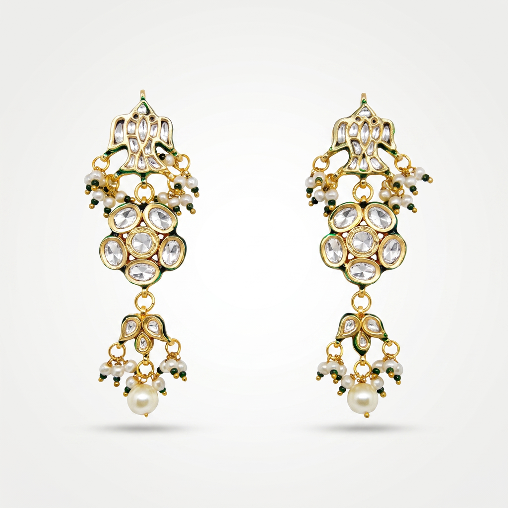 Noor Kundan Pearl Drop Earrings