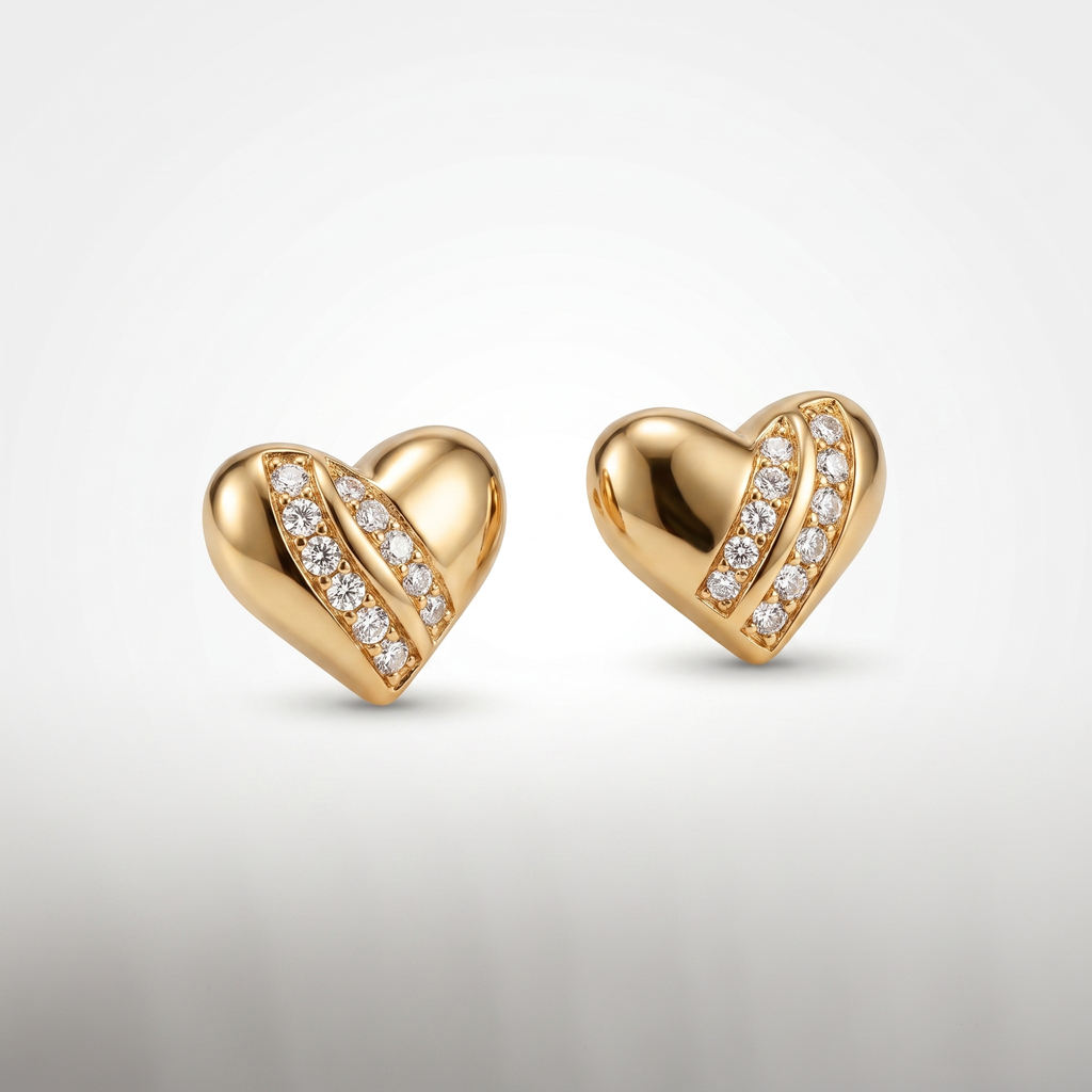 Amour Spark Heart Stud Earrings | Anti-Tarnish