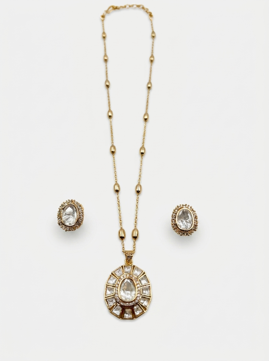 Sunburst Moissanite Pendant Set
