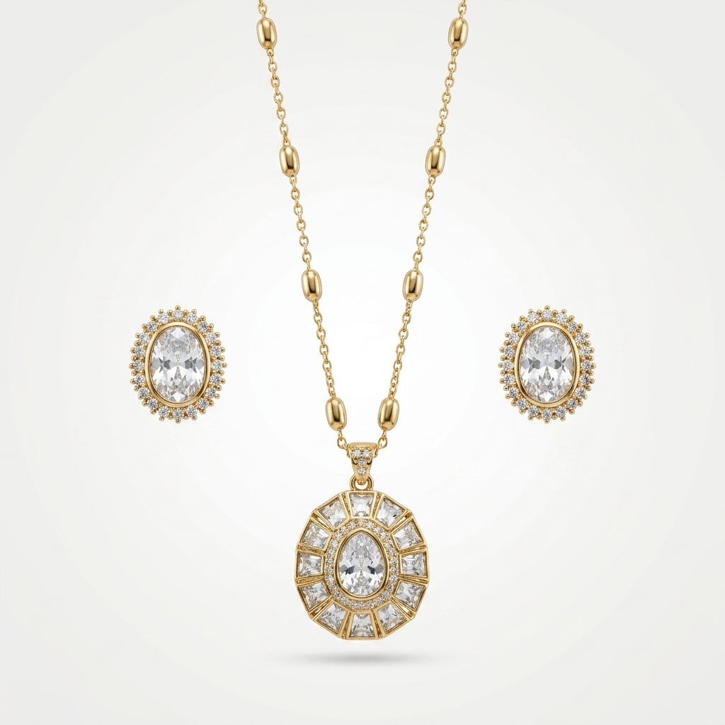 Sunburst Moissanite Pendant Set