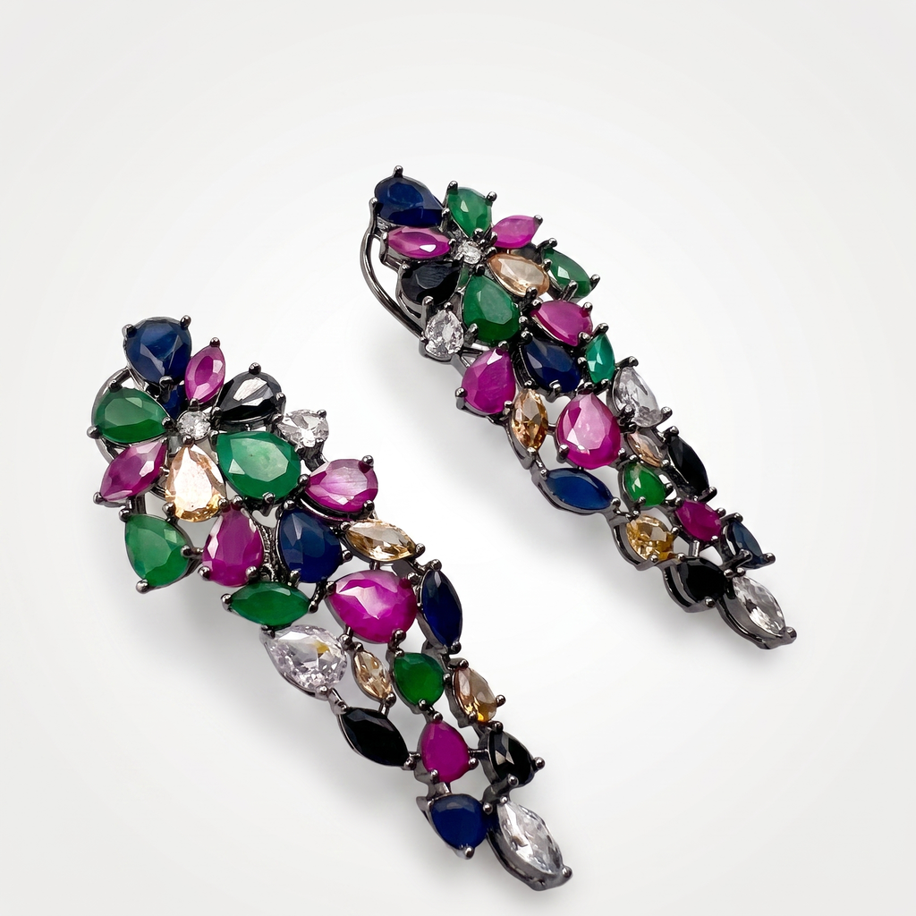 Aurora Mosaic Cascade Zircon Earrings