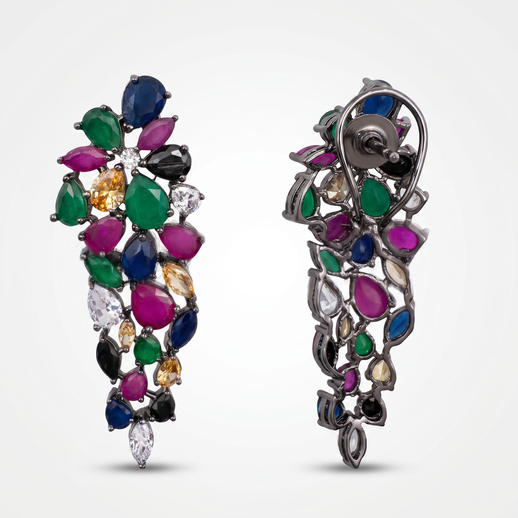 Aurora Mosaic Cascade Zircon Earrings