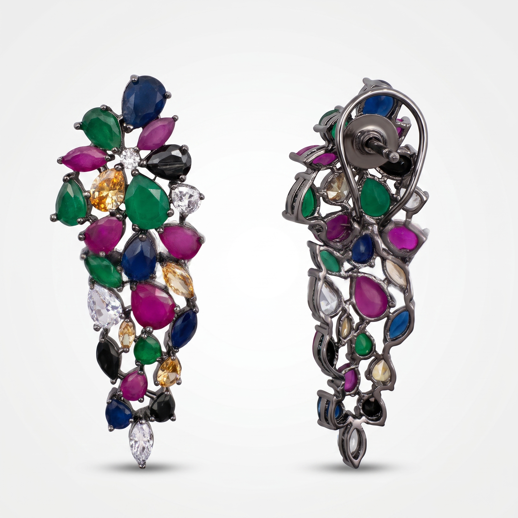 Aurora Mosaic Cascade Zircon Earrings