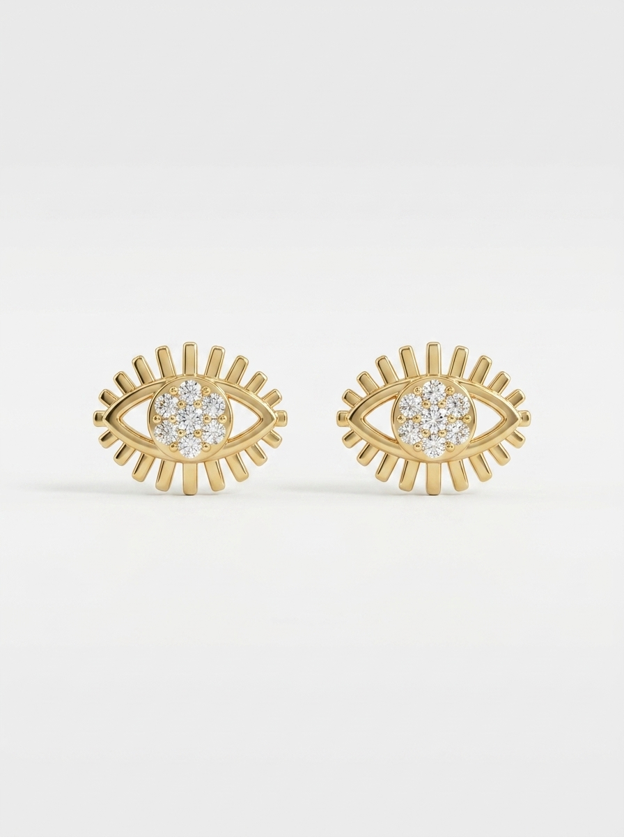 Celestial Evil Eye Stud Earrings | Anti-tarnish