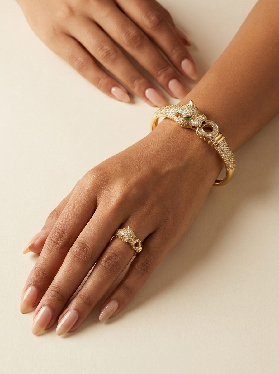 Panther Bangle & Ring Set | Anti-tarnish