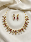Ruby Moissanite Pearl Necklace Set
