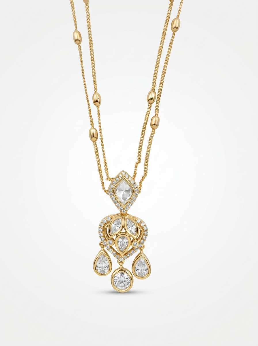 Pear Cut Moissanite Pendant Set