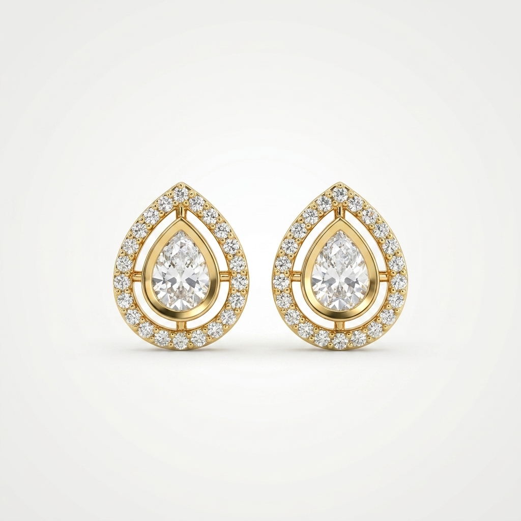 Pear Cut Moissanite Pendant Set