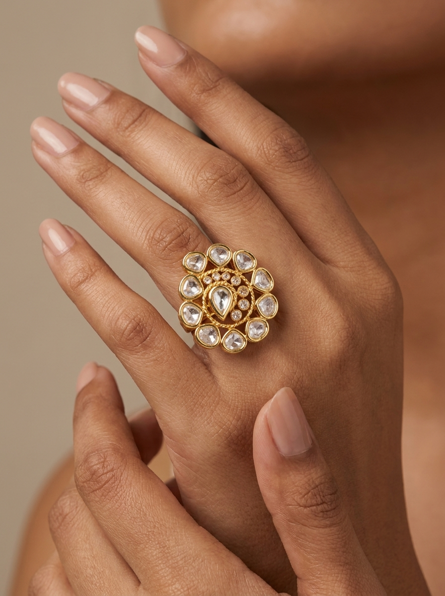 Moissanite Floral Statement Ring