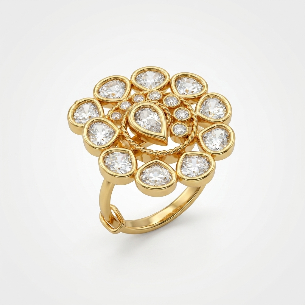 Moissanite Floral Statement Ring