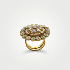 Floral Pearl & Enamel Statement Ring