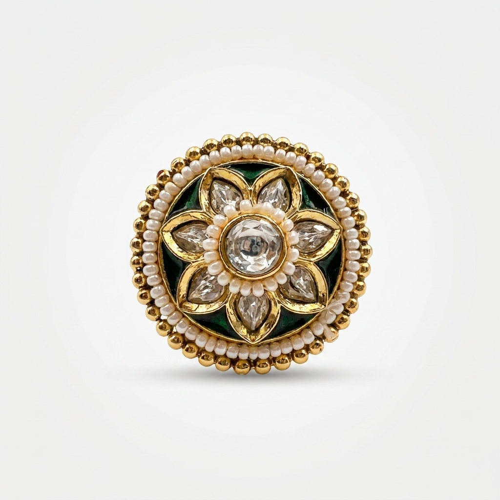 Emerald Enamel Floral Statement Ring