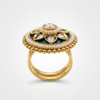 Emerald Enamel Floral Statement Ring