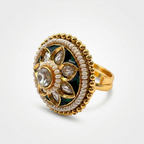 Emerald Enamel Floral Statement Ring