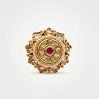 Royal Kundan ring with pearl string.