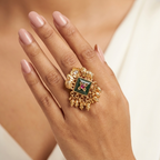 Rajwada Emerald Temple Statement Ring