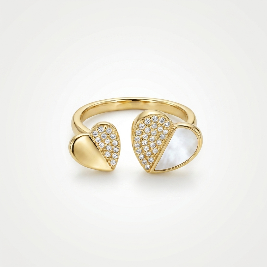 Luna Pearl Open Heart Ring |  Anti-Tarnish