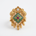 Rajwada Emerald Temple Statement Ring