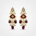 Ruby Kundan Pearl Drop Earrings