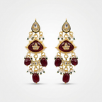 Ruby Kundan Pearl Drop Earrings