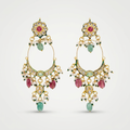 Emerald Ruby Pearl Chandbali Earrings