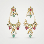 Emerald Ruby Pearl Chandbali Earrings