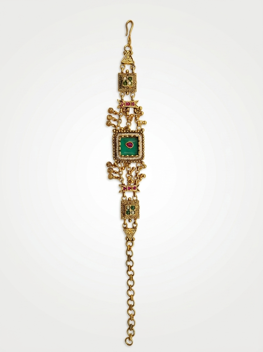 Green Square Meenakari Bracelet