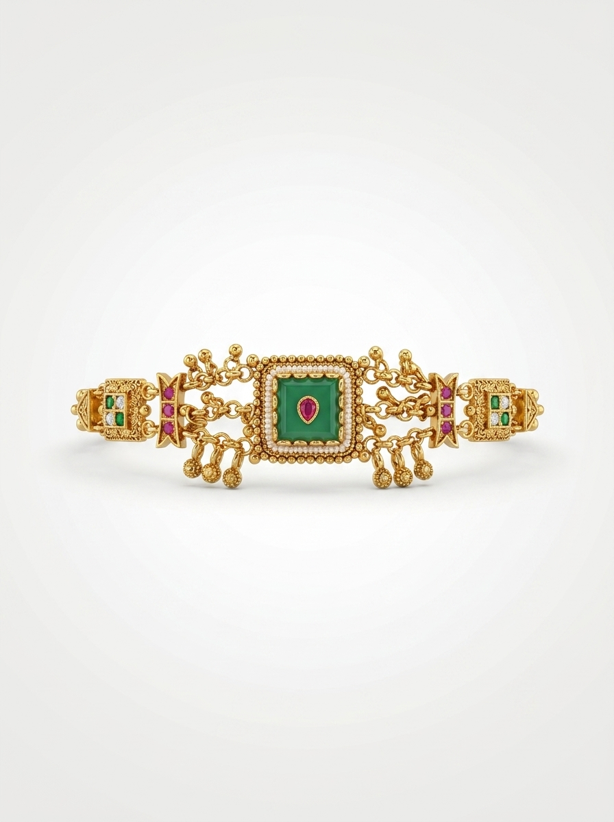 Green Square Meenakari Bracelet