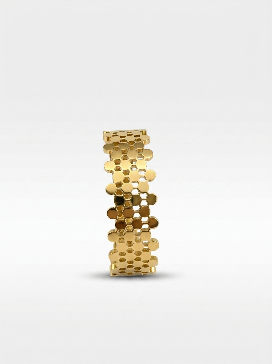 Gold Honeycomb Cuff Bracelet | Anti-tarnish