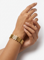 Gold Honeycomb Cuff Bracelet | Anti-tarnish