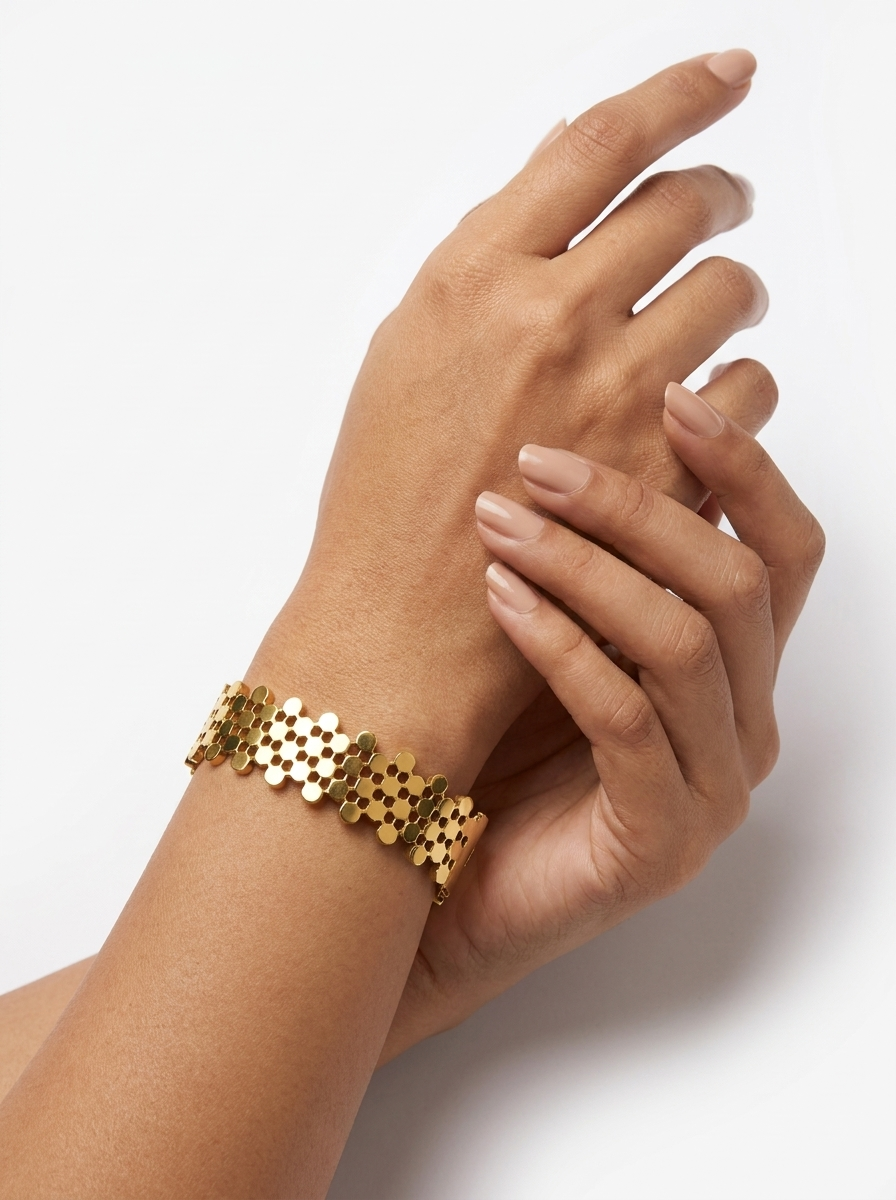 Gold Honeycomb Cuff Bracelet | Anti-tarnish