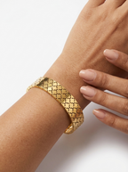 Gold Floral Textured Bracelet | Anti-tarnish