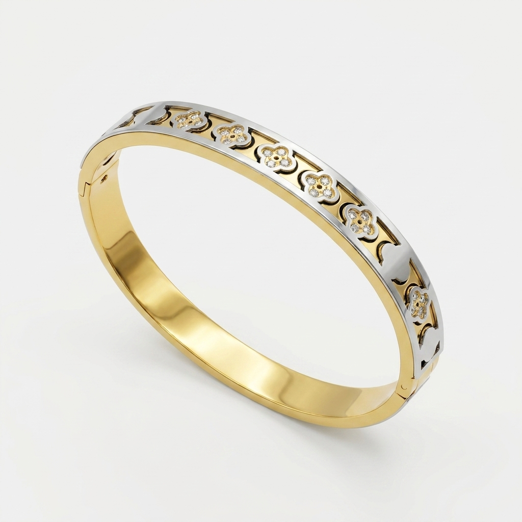 Two Tone Floral Stone Bracelet | Antii-tarnish
