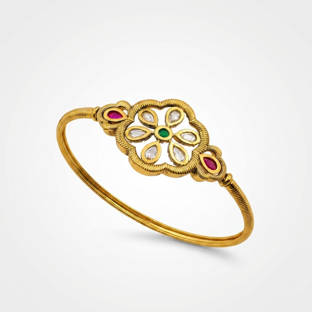 Emerald Floral Meenakari Bracelet