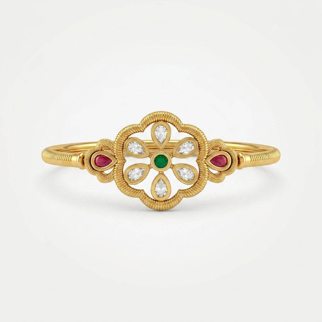 Emerald Floral Meenakari Bracelet