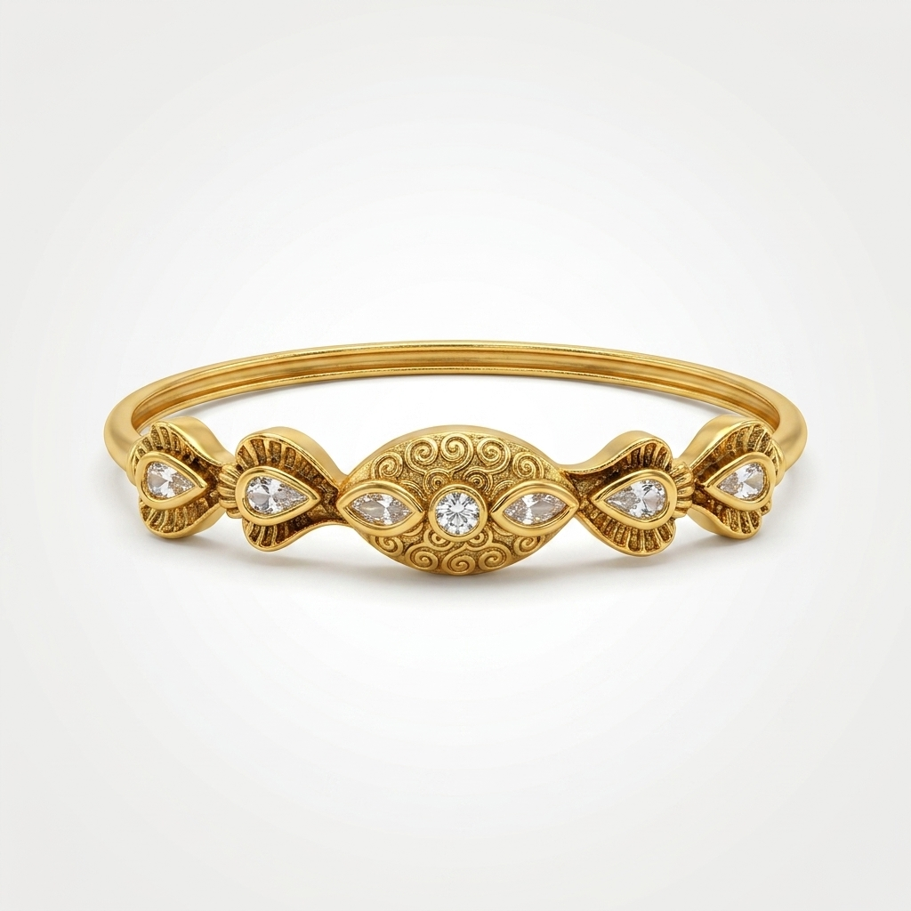 Gold Kundan Leaf Bracelet