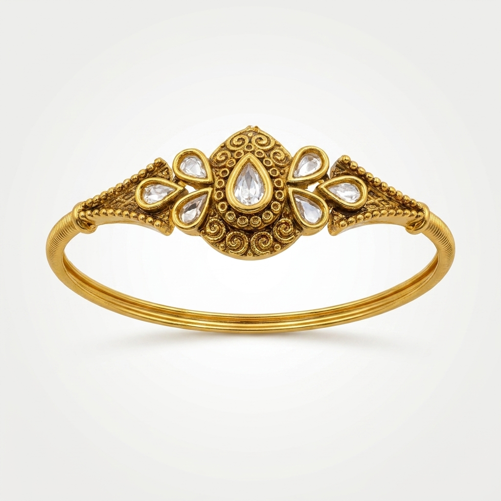 Gold Kundan Teardrop Bracelet