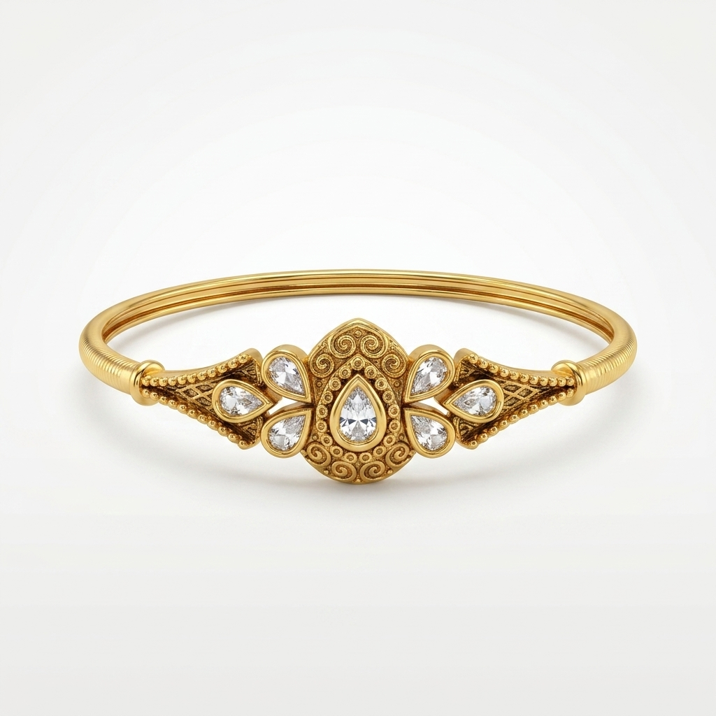 Gold Kundan Teardrop Bracelet