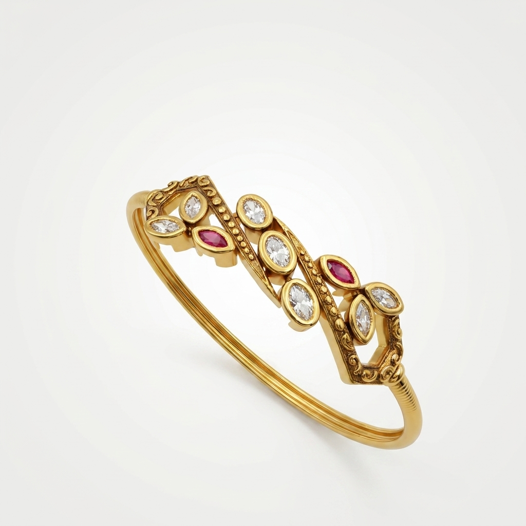 Gold Kundan Ruby Stone Bracelet