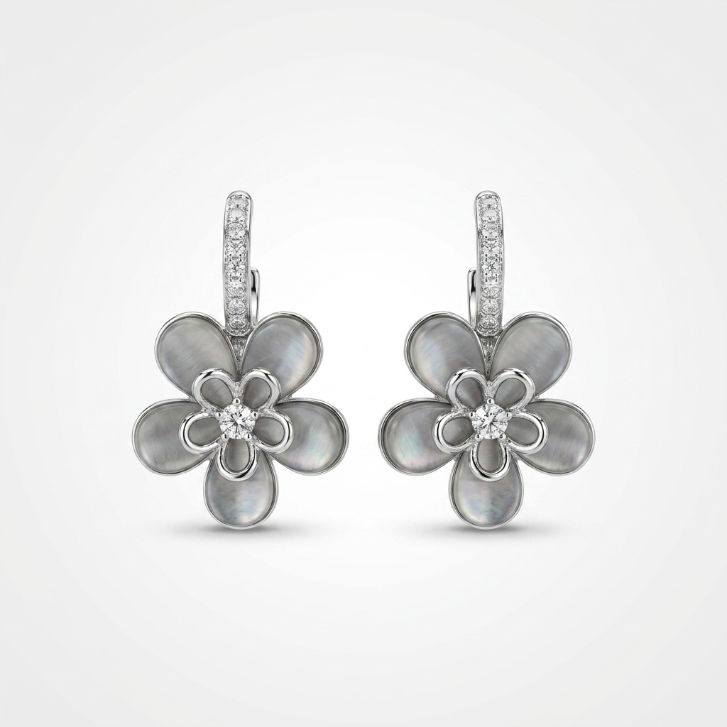 Silver Floral Earrings |Anti-Tarnish