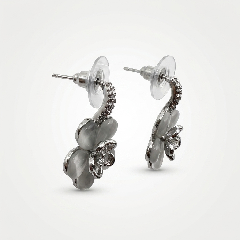 Silver Floral Earrings |Anti-Tarnish